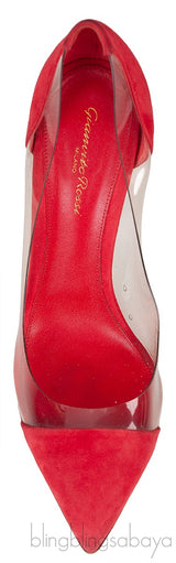 Red Suede PVC Plexi Pump