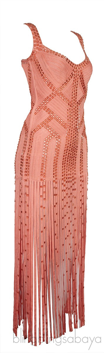 Crystal Embellished Fringed Dress