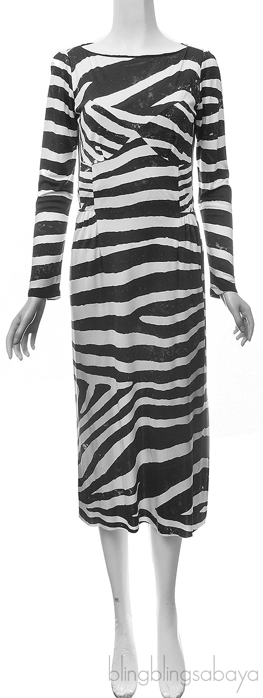 Zebra Print Stretch Midi Dress