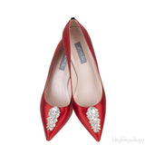 Sarah Jessica Parker Red Satin Crystal Embellished Heels