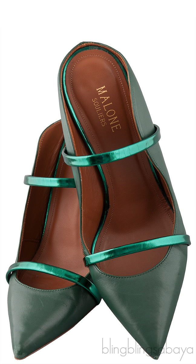 Dark Green Maureen Leather Mules