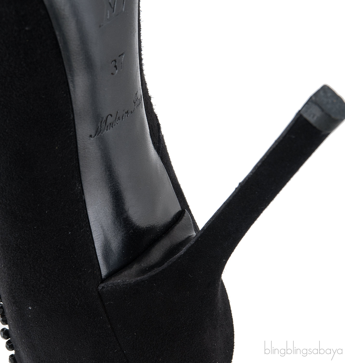 Black Catrin Bead Emb Vamp Heels
