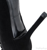 Black Catrin Bead Emb Vamp Heels