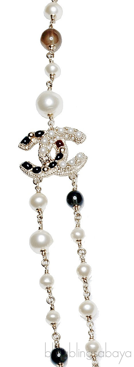 Multi-Color Stones & Pearl Long Neck.