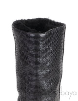 Black Python Wedge Boots