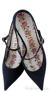 Black Virginia Mary Jane Pointed Toe Heels