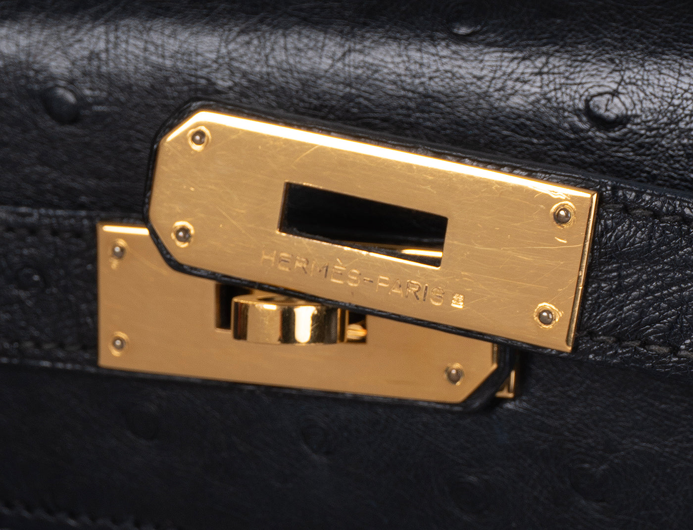 Hermes Vintage Kelly 28 Black Ostrich