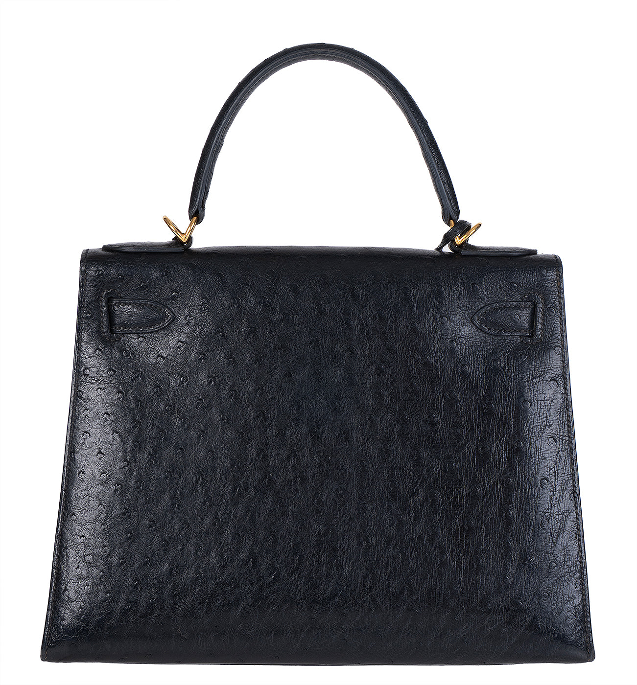 Hermes Vintage Kelly 28 Black Ostrich