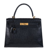 Hermes Vintage Kelly 28 Black Ostrich