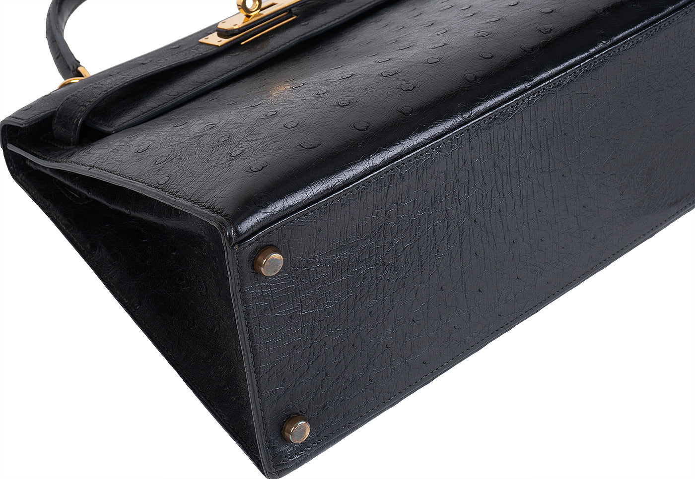 Hermes Vintage Kelly 28 Black Ostrich