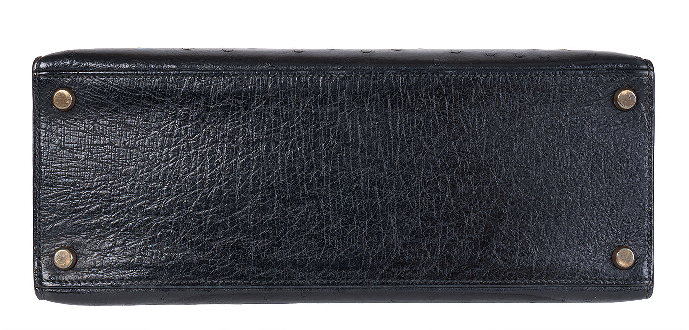 Hermes Vintage Kelly 28 Black Ostrich