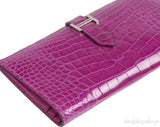 Hermes Bearn Rose Tyrien Crocodile Wallet