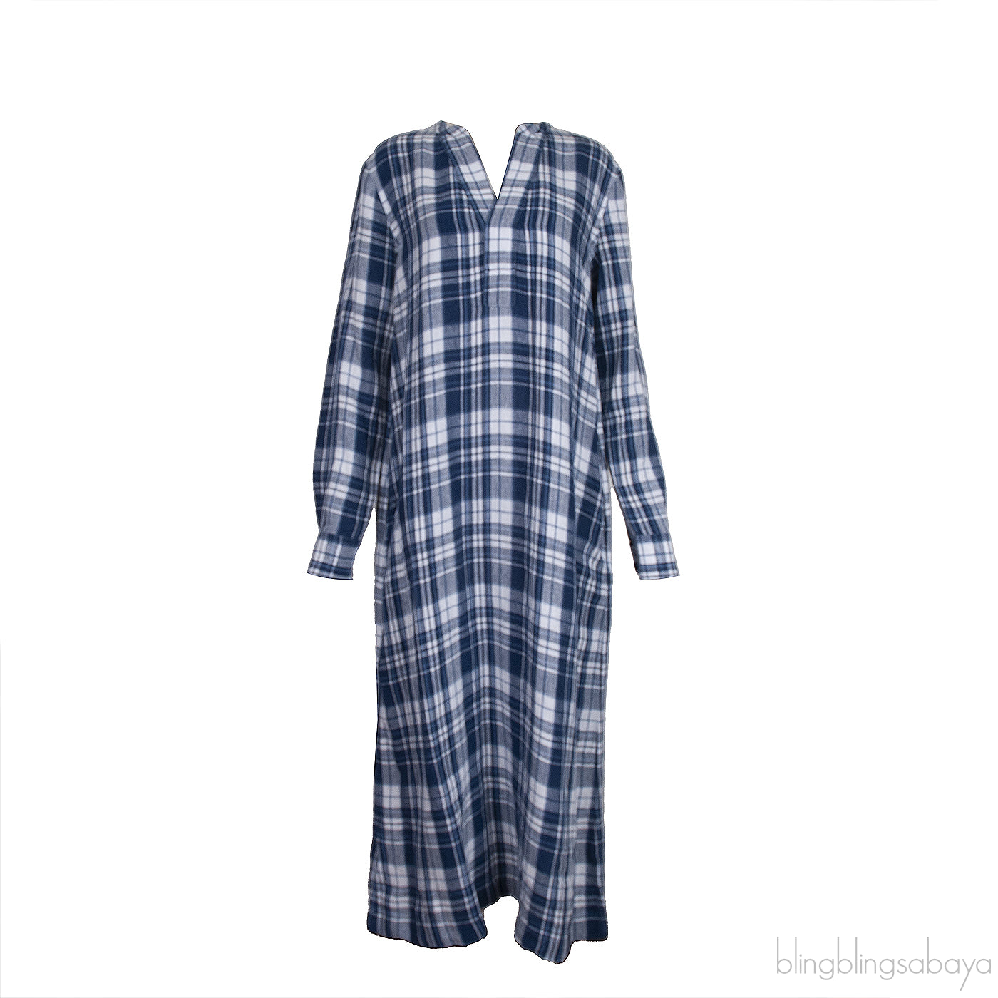 Blue Check Print Shirt Dress