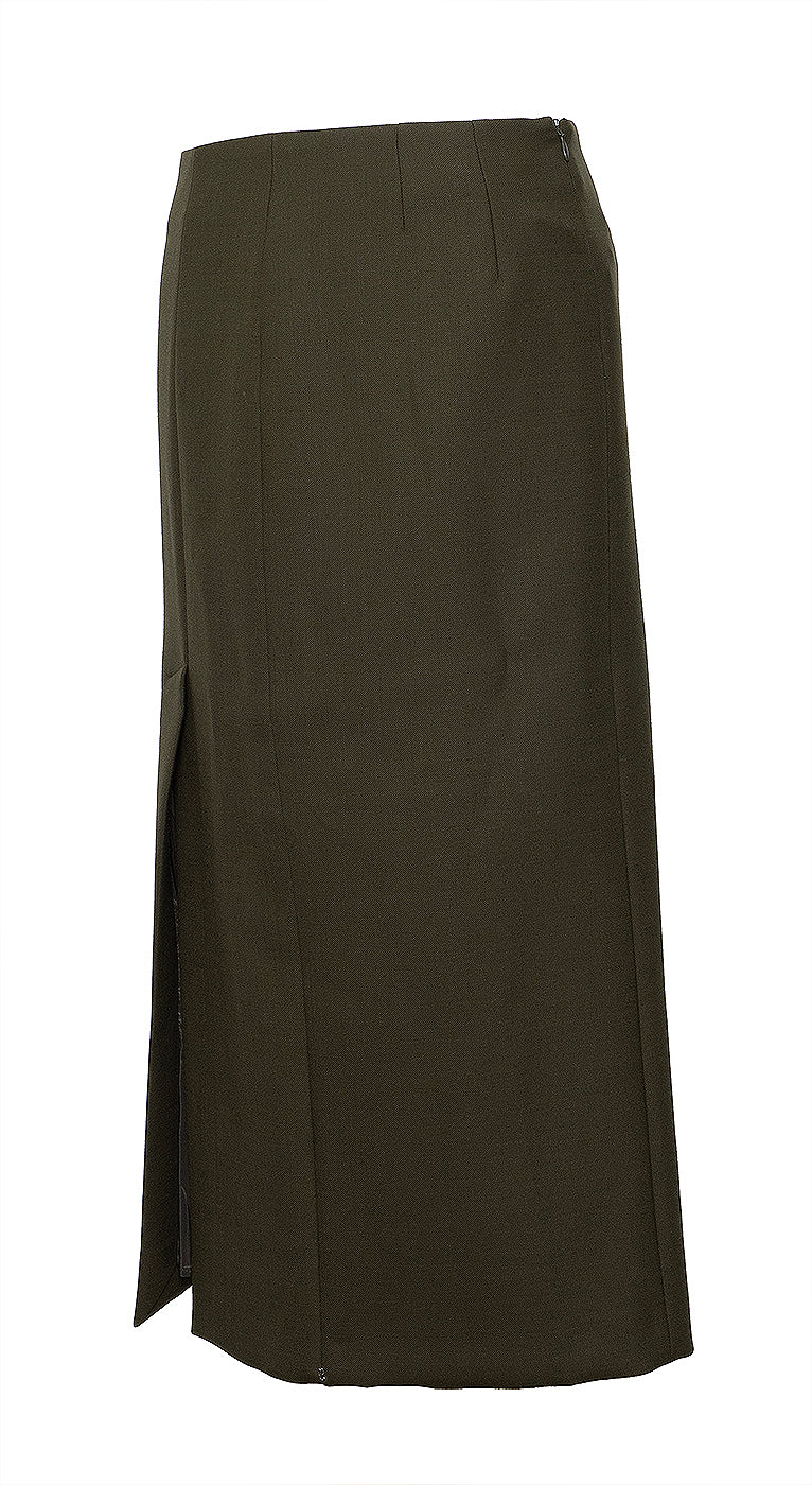 Sportmax Khaki Green Long Skirt