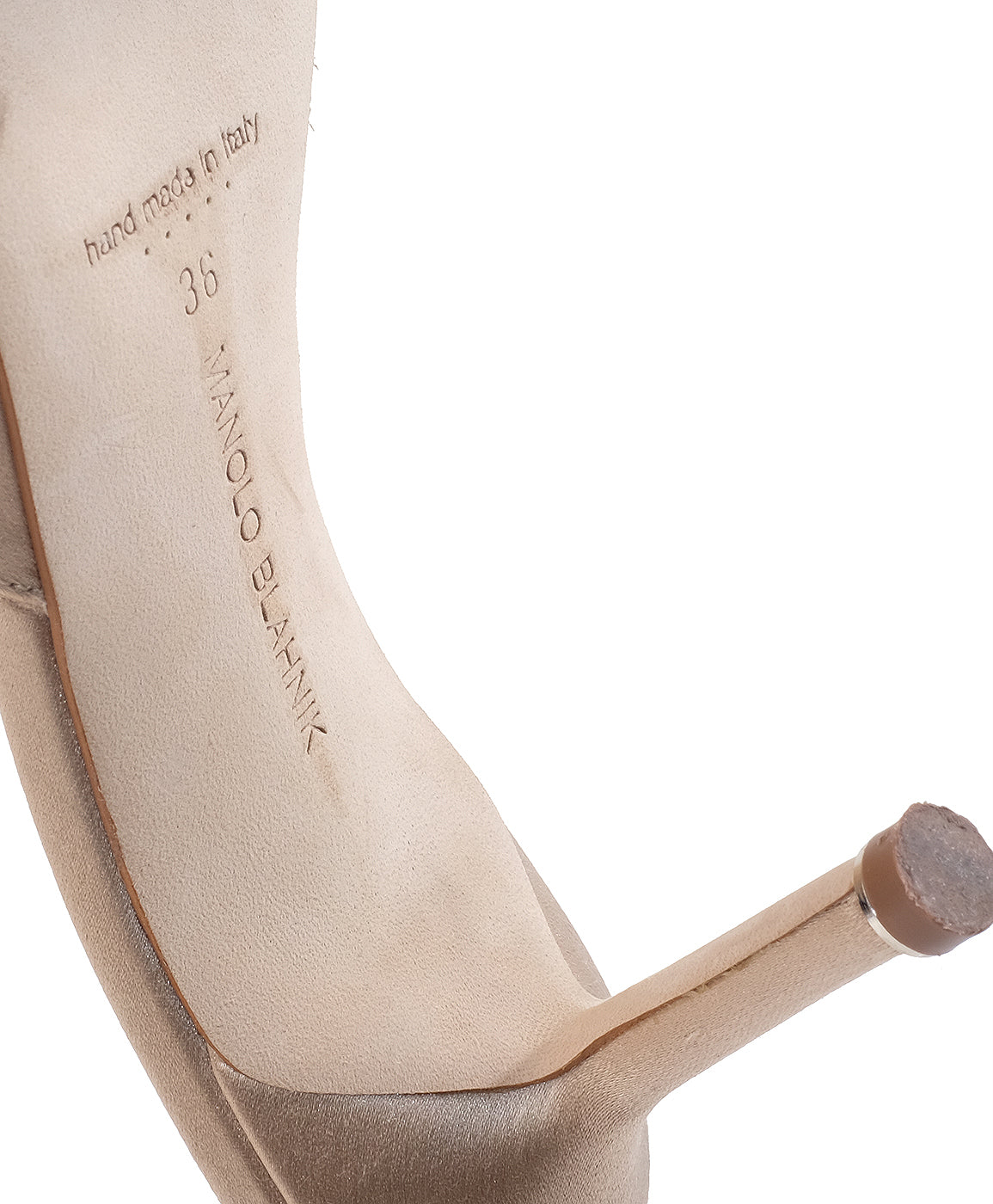 Manolo Blahnik Nude Satin Hangisimu 70 Mule