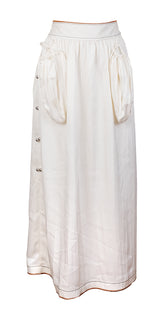 Loewe Ivory white Pleated Maxi Skirt & Long Sleeve Shirt