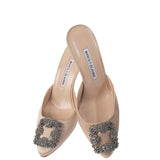 Manolo Blahnik Nude Satin Hangisimu 70 Mule