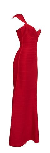 Herve Leger by Max Azria Poppy Red Maxi Bandage Dress S