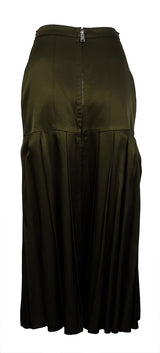 Fendi Dark Green Plain Pleated Skirt