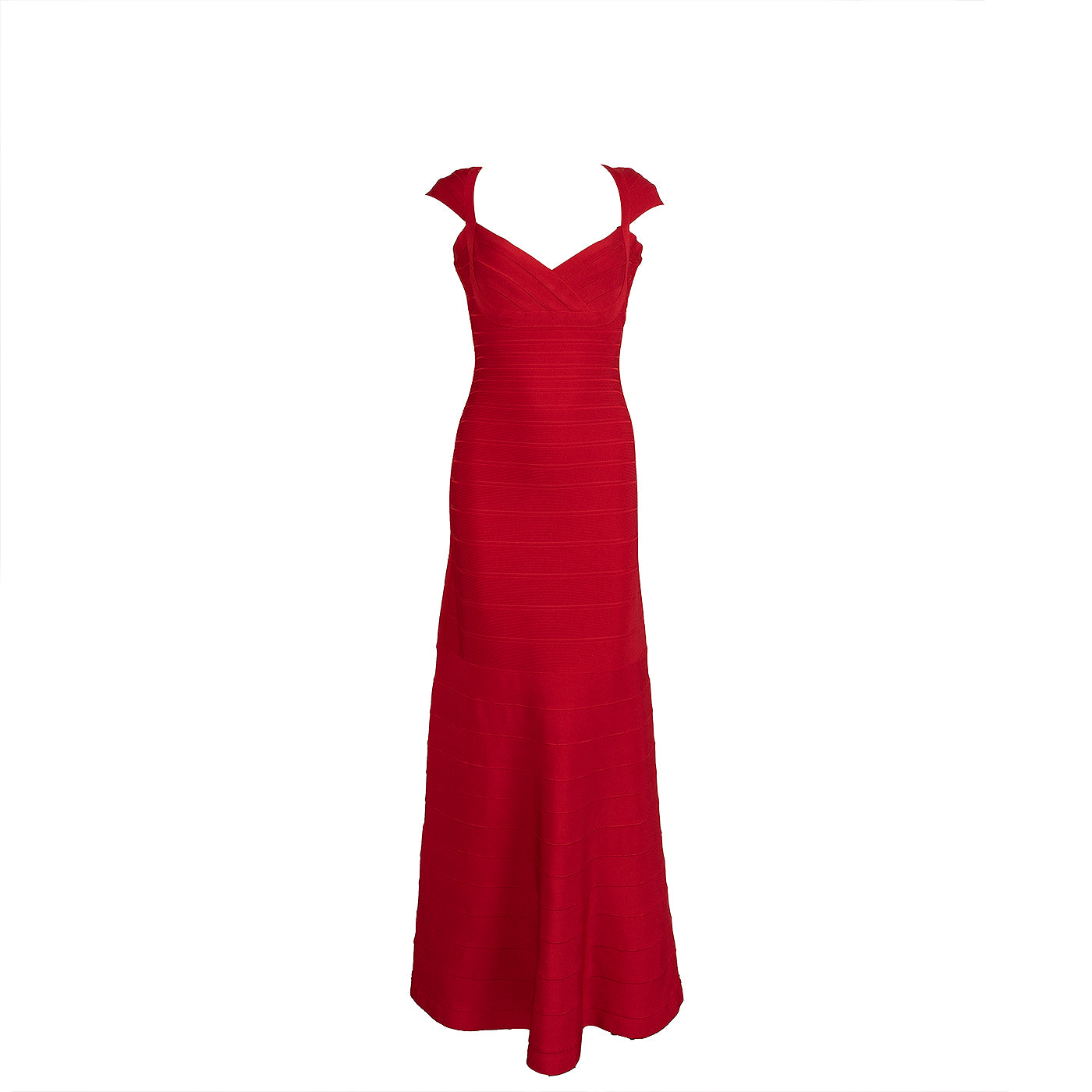 Herve Leger by Max Azria Poppy Red Maxi Bandage Dress S