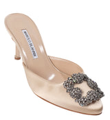 Manolo Blahnik Nude Satin Hangisimu 70 Mule