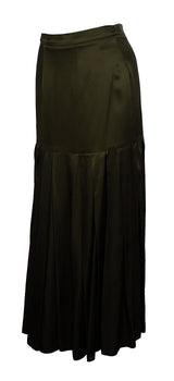 Fendi Dark Green Plain Pleated Skirt