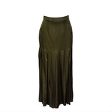 Fendi Dark Green Plain Pleated Skirt