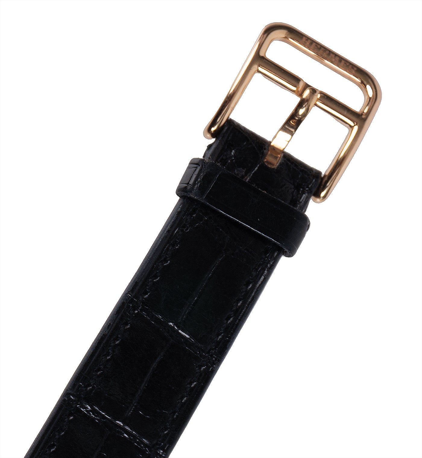 Hermes H Hour White MOP Diamond Watch 21 mm Crocodile Strap