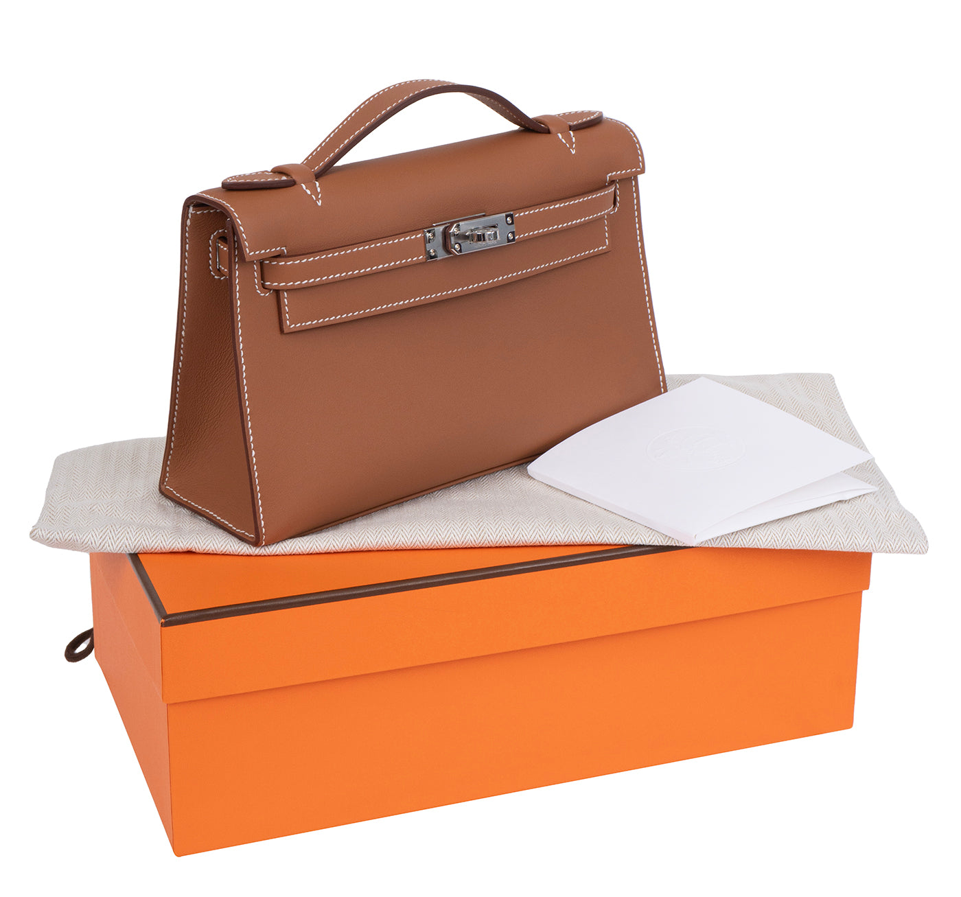 Hermes Kelly Pochette Swift Gold PHW