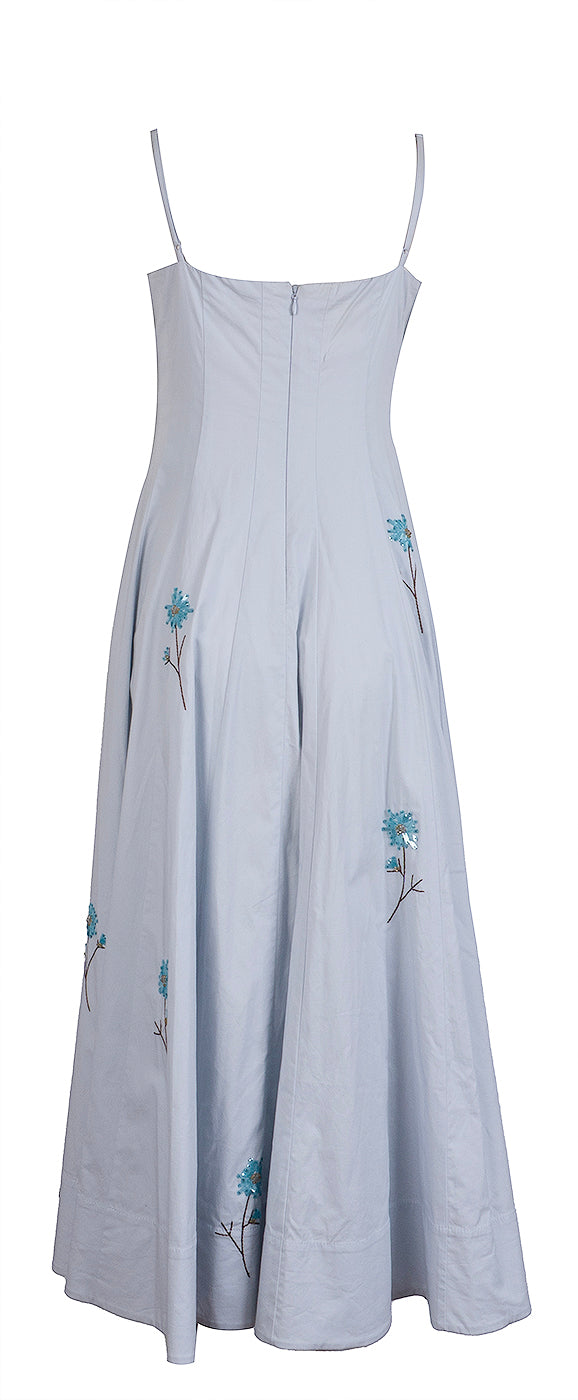 Staud Light Blue Sequin Embellished Floral Dress S