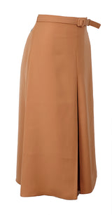 Gucci Tan Belted Polyester Midi Skirt