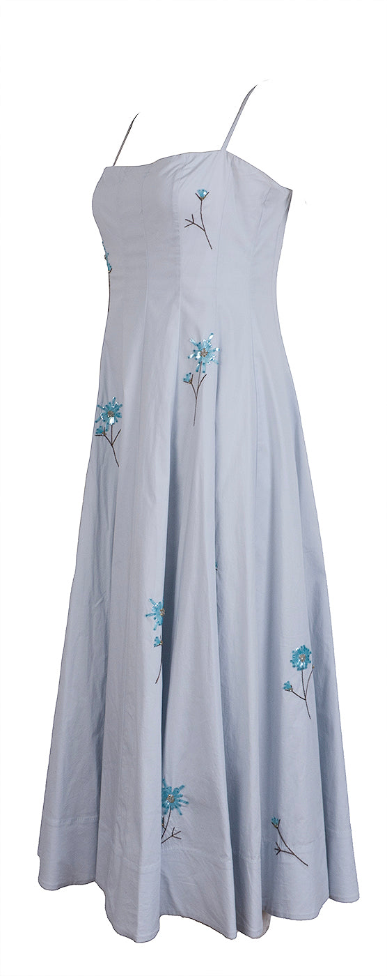 Staud Light Blue Sequin Embellished Floral Dress S