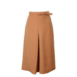 Gucci Tan Belted Polyester Midi Skirt