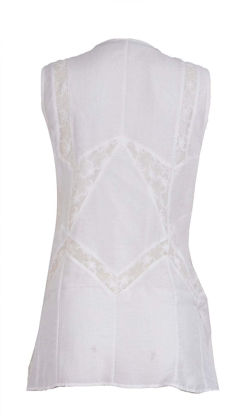 Barbara Bui White Lace Ruffle Sleeveless Top S