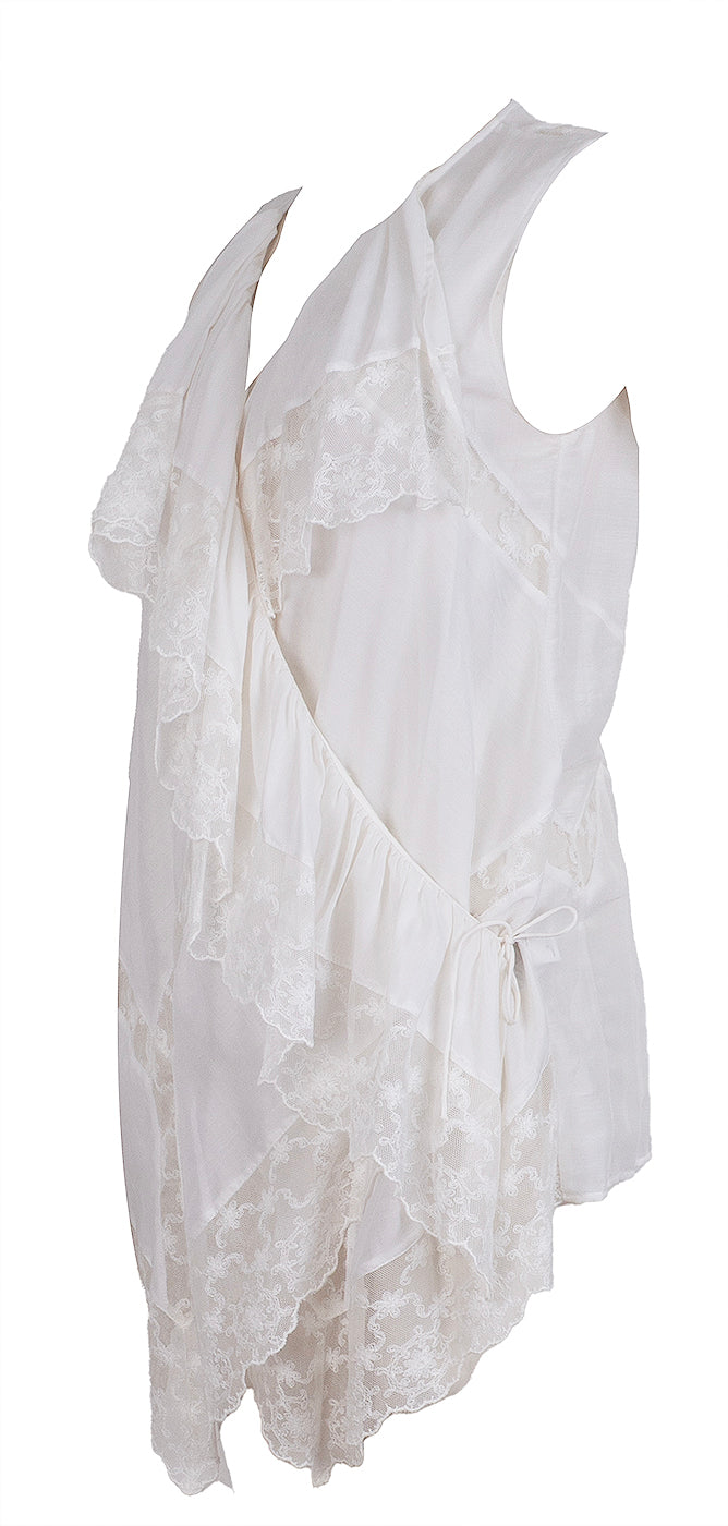 Barbara Bui White Lace Ruffle Sleeveless Top S
