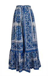 Dolce and Gabbana Blue Majolica Print Maxi Skirt S