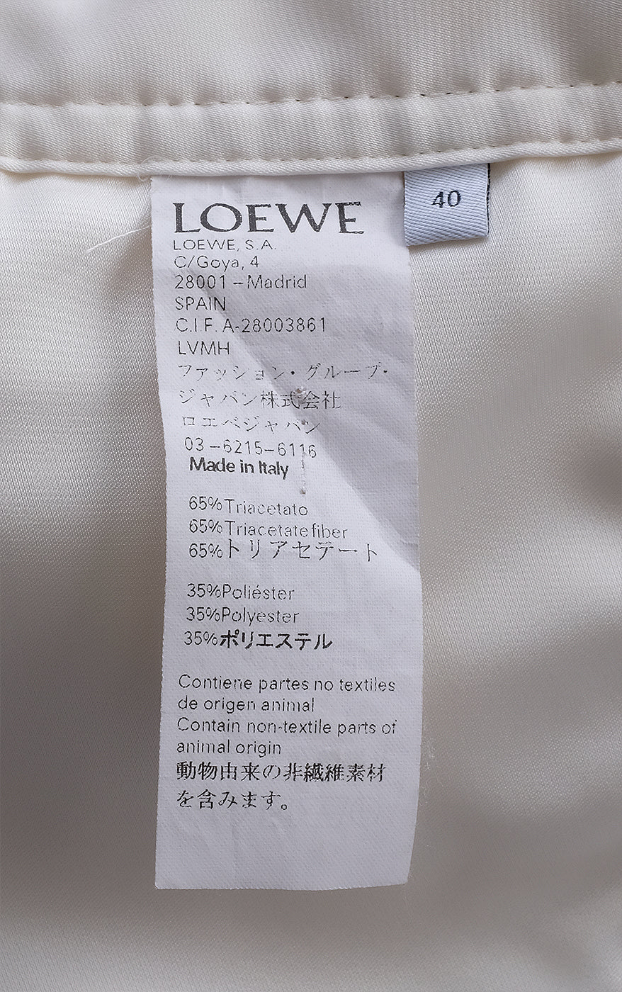 Loewe Ivory white Pleated Maxi Skirt & Long Sleeve Shirt