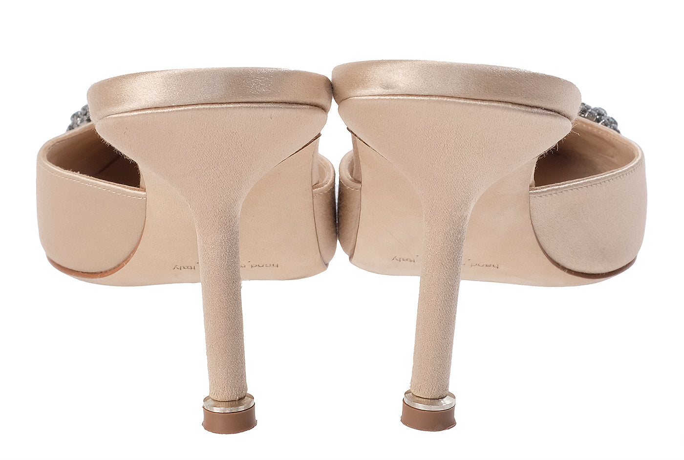 Manolo Blahnik Nude Satin Hangisimu 70 Mule