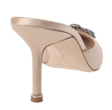 Manolo Blahnik Nude Satin Hangisimu 70 Mule