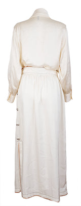 Loewe Ivory white Pleated Maxi Skirt & Long Sleeve Shirt