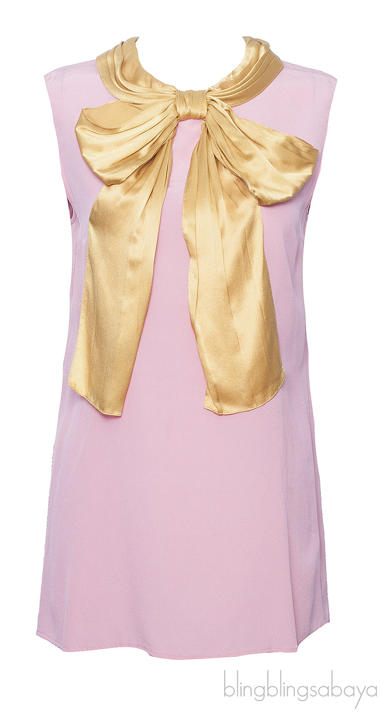 Yellow Bow Pink Sleeveless Top
