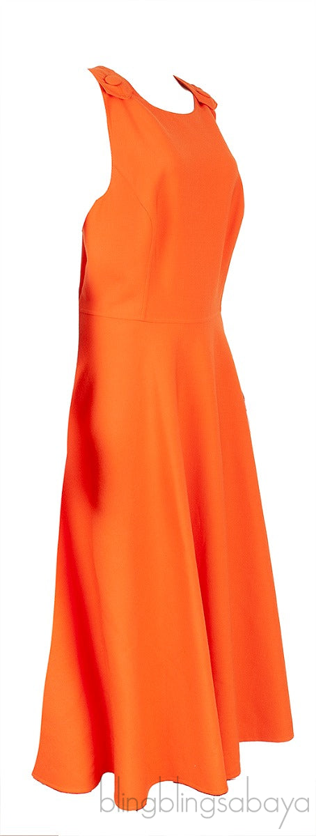Orange Wool Blend Midi Dress