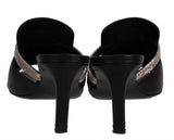Hermes Cute Black Leather and Ombre Lizard Sandals 37
