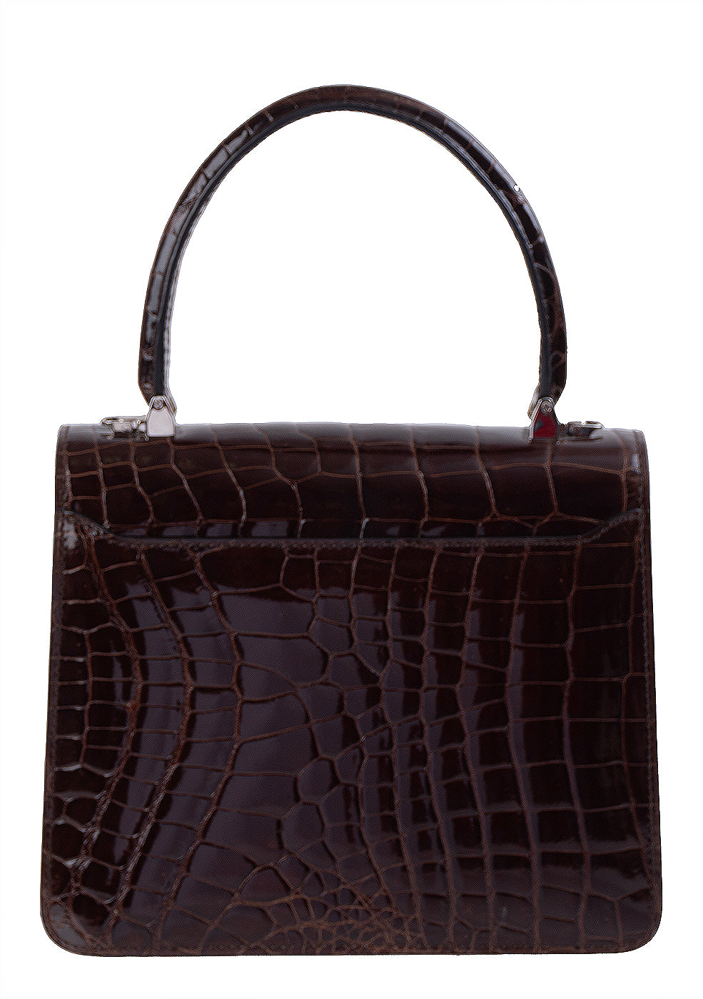 Kwanpen Carina Brown Crocodile  Top Handle Bag