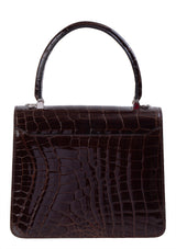 Kwanpen Carina Brown Crocodile  Top Handle Bag