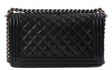 Chanel Black Quilted Le boy Lambskin Medium Shouler Bag