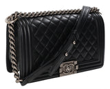 Chanel Black Quilted Le boy Lambskin Medium Shouler Bag