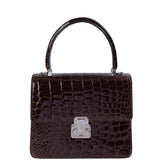 Kwanpen Carina Brown Crocodile  Top Handle Bag