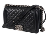 Chanel Black Quilted Le boy Lambskin Medium Shouler Bag