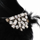 Louis Vuitton Black Velvet Crystal/Feather Heels